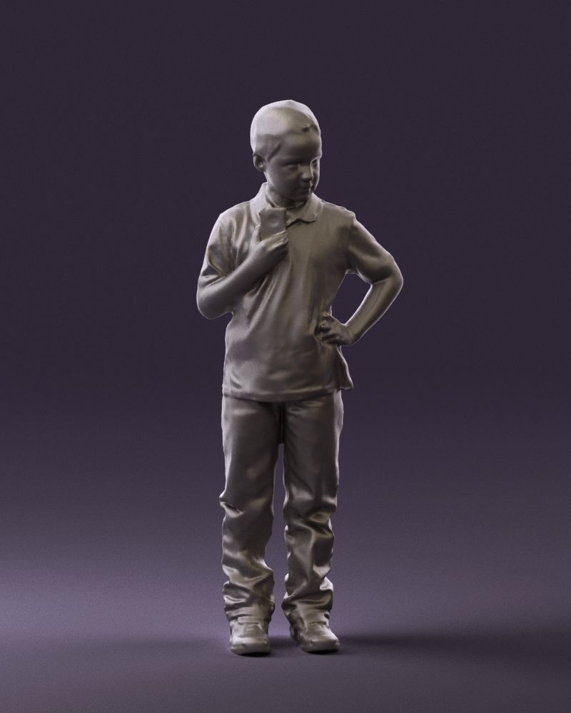 Kid in jeans white shirt 0537 3D Print Ready 3D print model_37