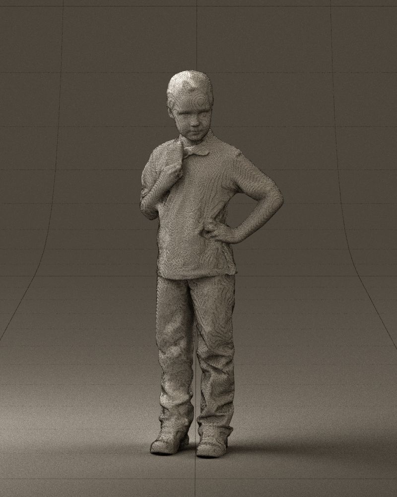 Kid in jeans white shirt 0537 3D Print Ready 3D print model_32