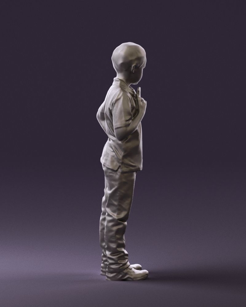 Kid in jeans white shirt 0537 3D Print Ready 3D print model_13