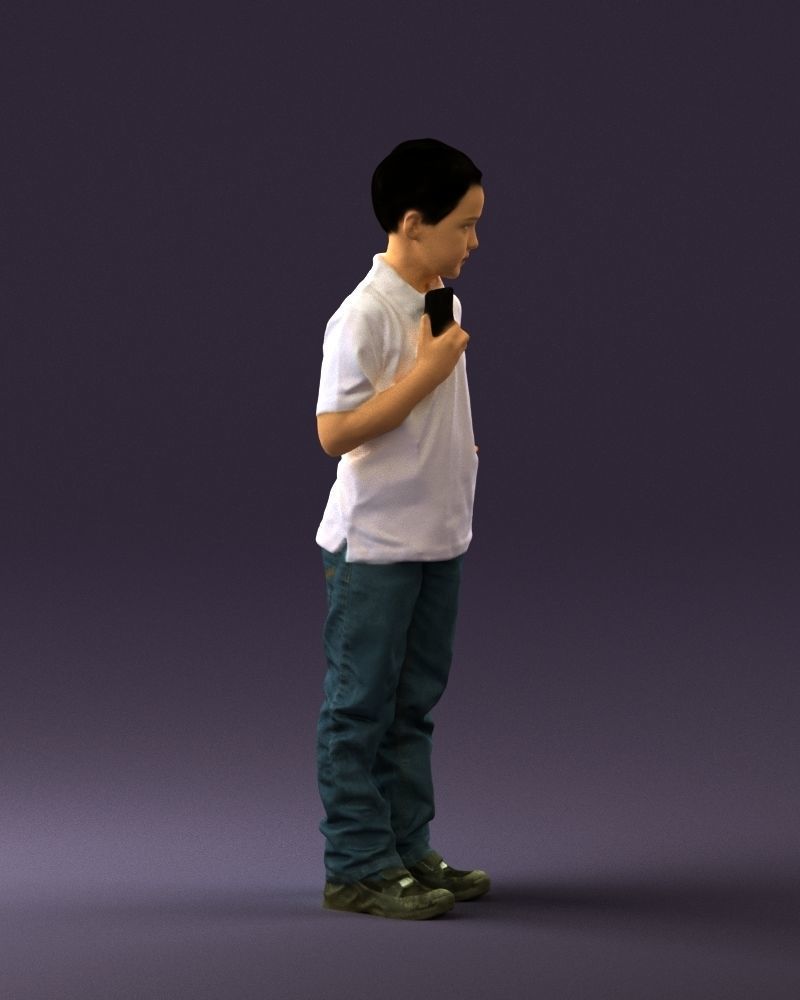 Kid in jeans white shirt 0537 3D Print Ready 3D print model_9