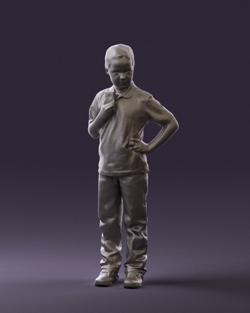 Kid in jeans white shirt 0537 3D Print Ready 3D print model_31