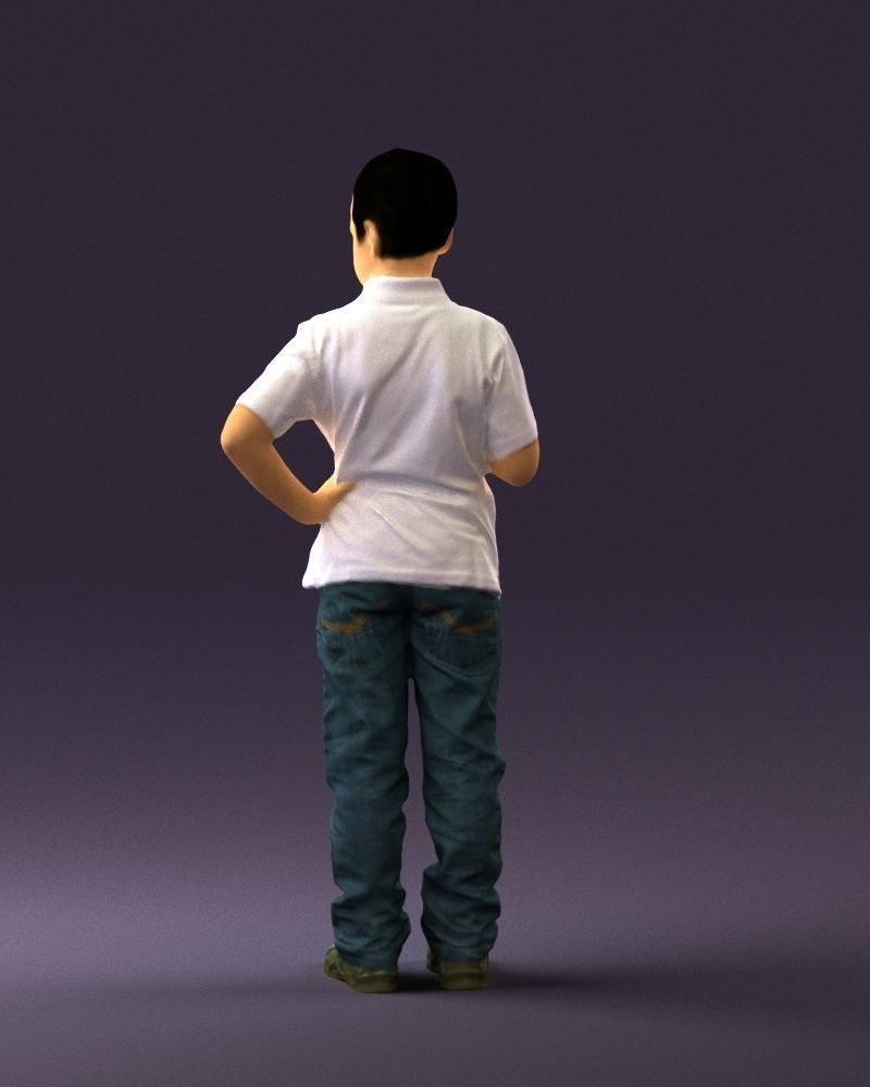Kid in jeans white shirt 0537 3D Print Ready 3D print model_18