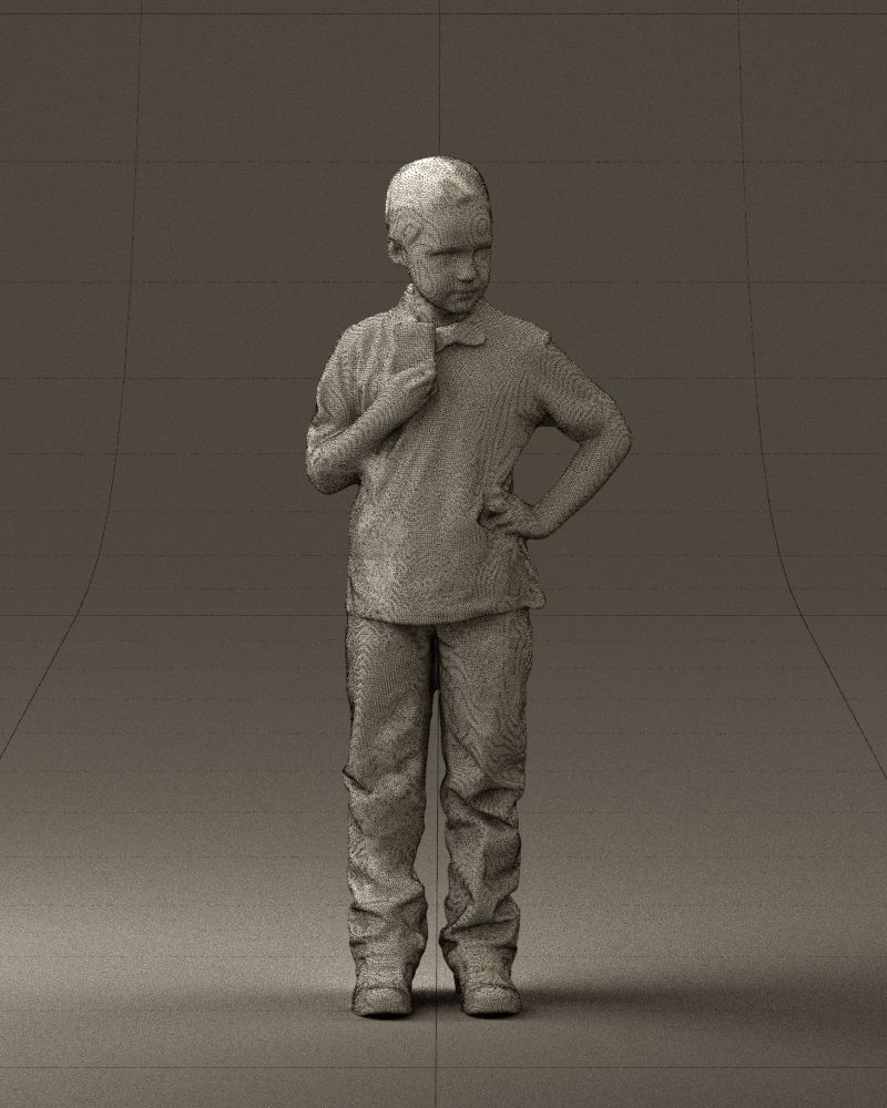 Kid in jeans white shirt 0537 3D Print Ready 3D print model_35