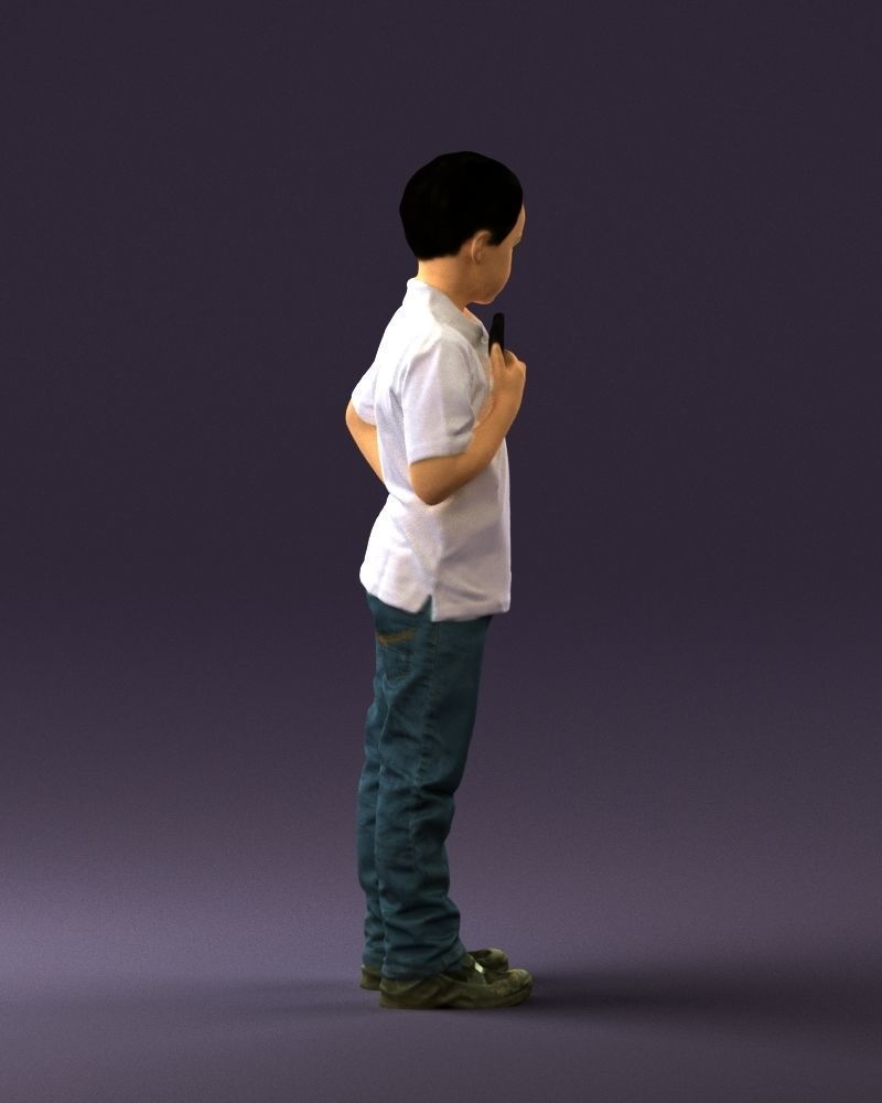 Kid in jeans white shirt 0537 3D Print Ready 3D print model_12