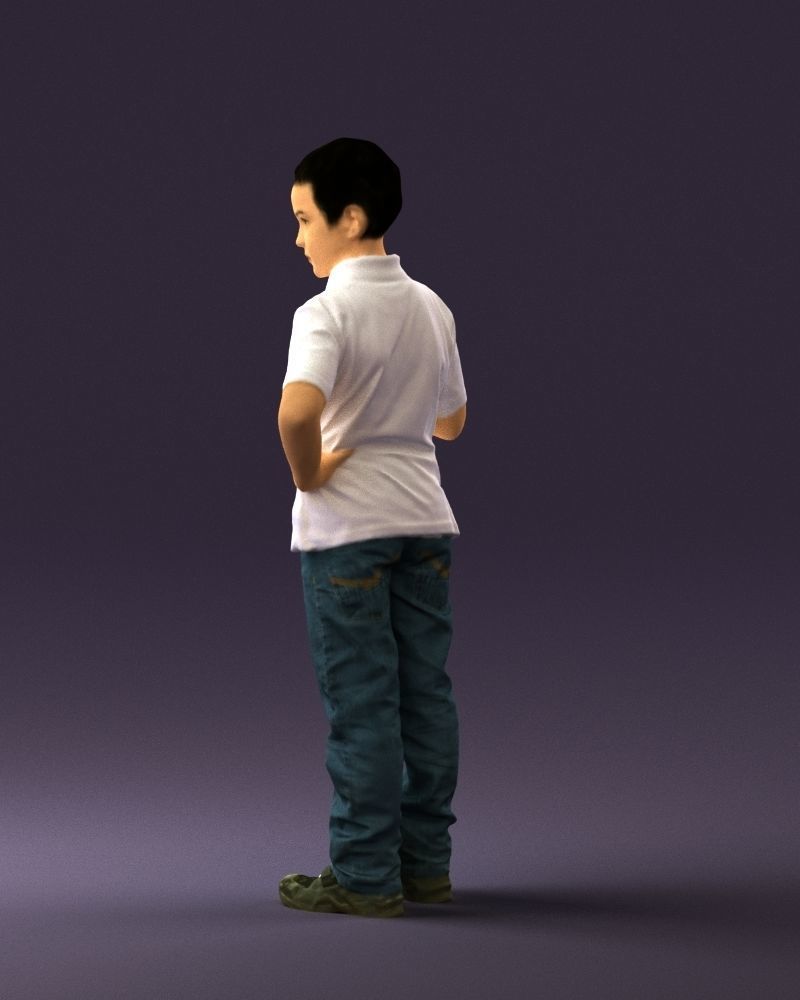 Kid in jeans white shirt 0537 3D Print Ready 3D print model_21
