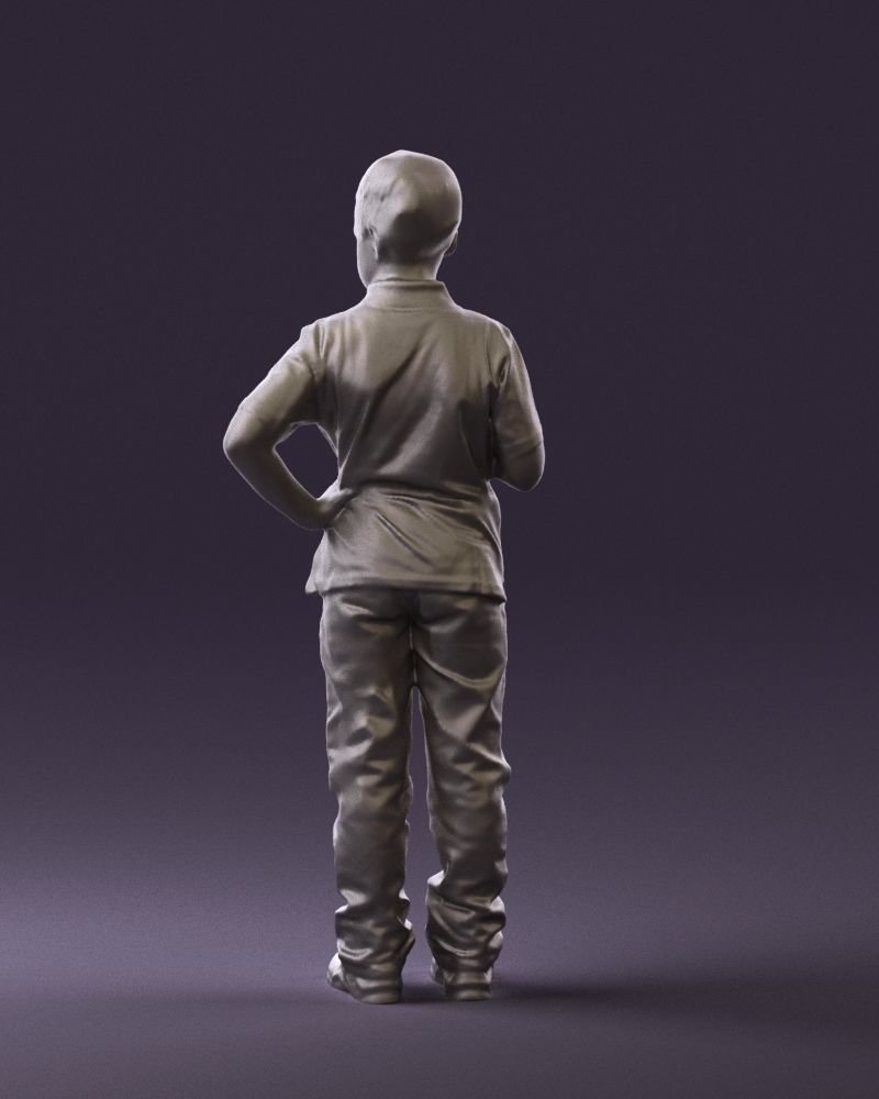 Kid in jeans white shirt 0537 3D Print Ready 3D print model_19
