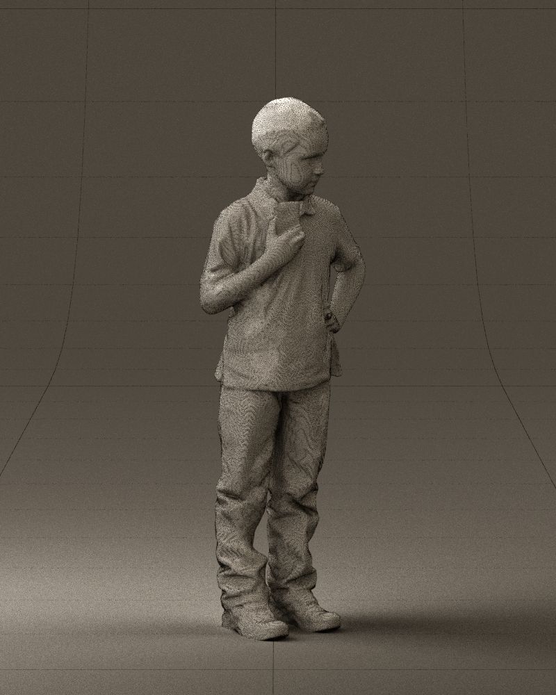 Kid in jeans white shirt 0537 3D Print Ready 3D print model_8