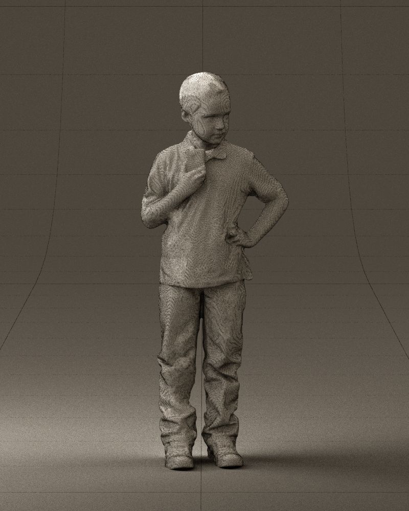 Kid in jeans white shirt 0537 3D Print Ready 3D print model_38
