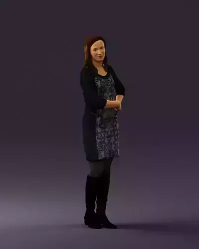 Woman in black blue dress long shoes 0539 3D Print Ready