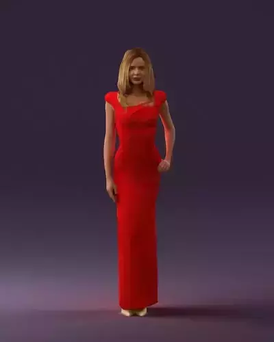 Woman in long red dress 0535 3D Print Ready