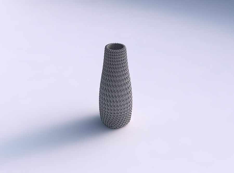 Vase with bent extruded pattern 3D print model_5