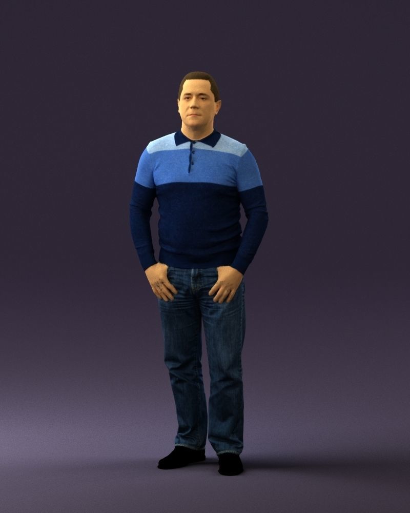 Man in blue colored polo 0551 3D model_30