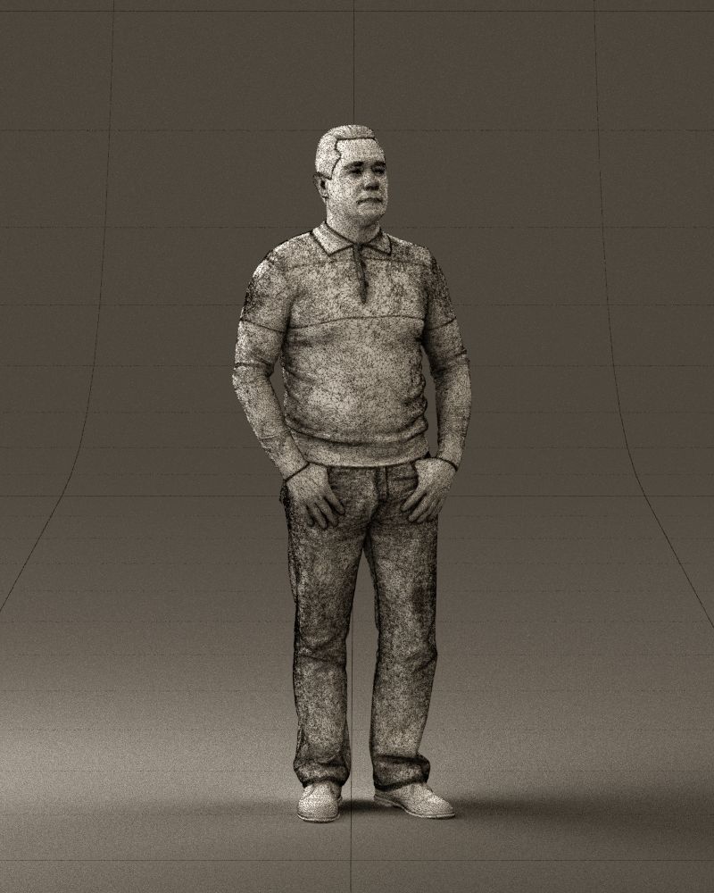 Man in blue colored polo 0551 3D model_5