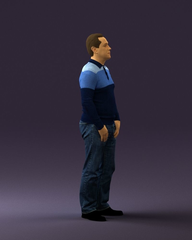Man in blue colored polo 0551 3D model_9