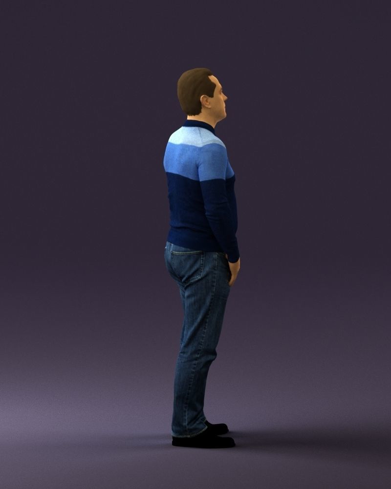 Man in blue colored polo 0551 3D model_12