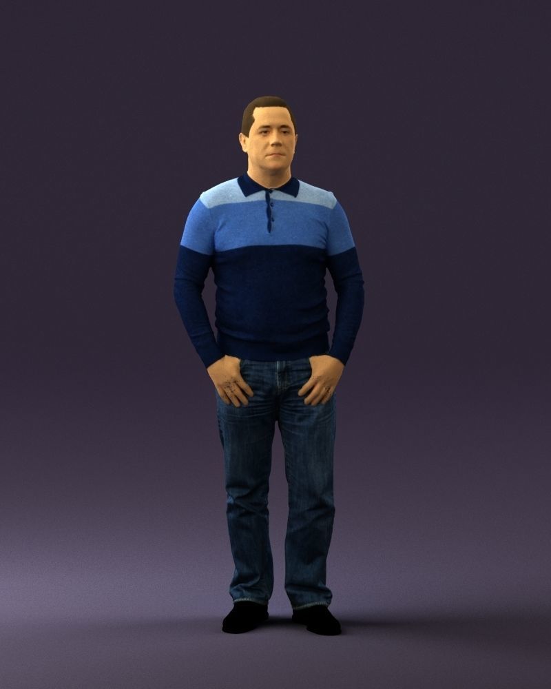 Man in blue colored polo 0551 3D model_33