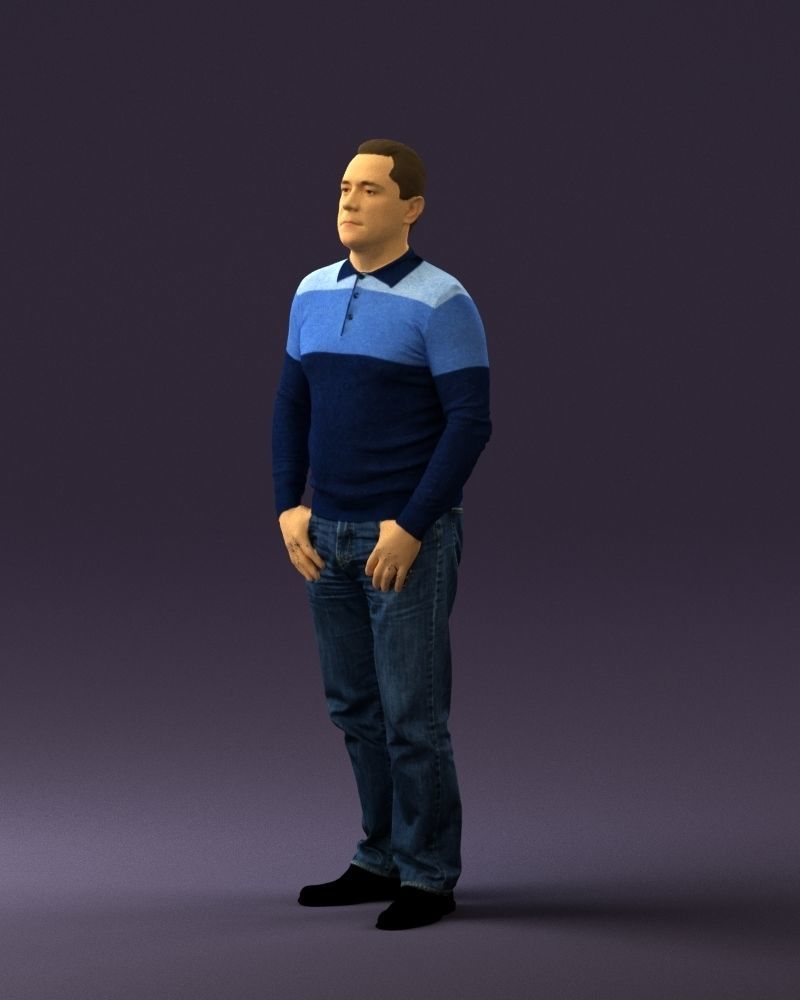 Man in blue colored polo 0551 3D model_27