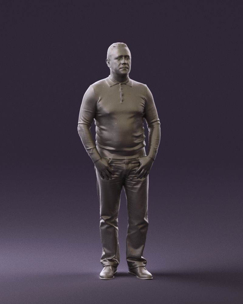 Man in blue colored polo 0551 3D model_37