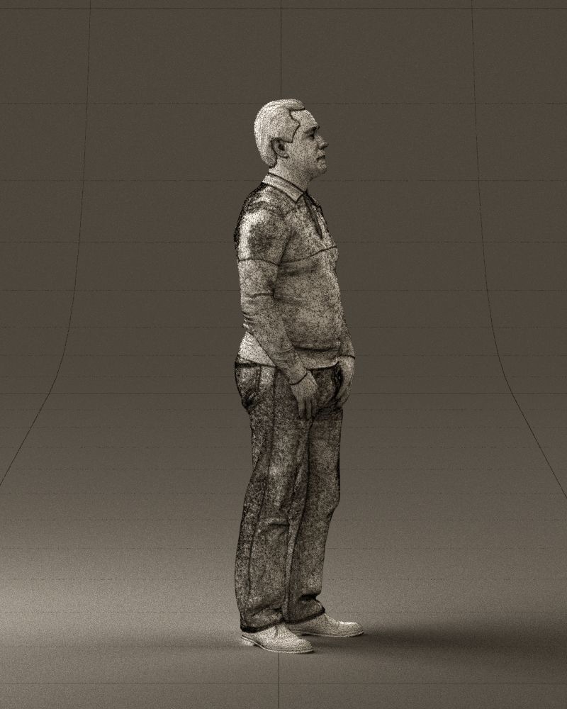 Man in blue colored polo 0551 3D model_11