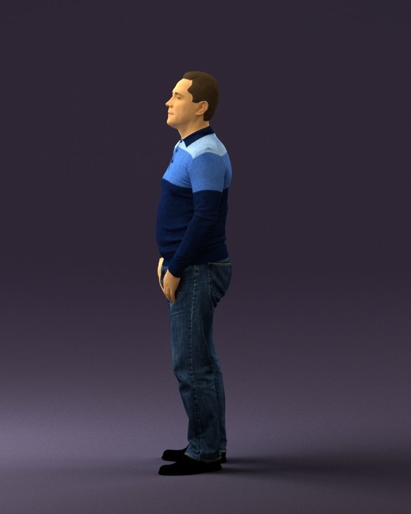 Man in blue colored polo 0551 3D model_24