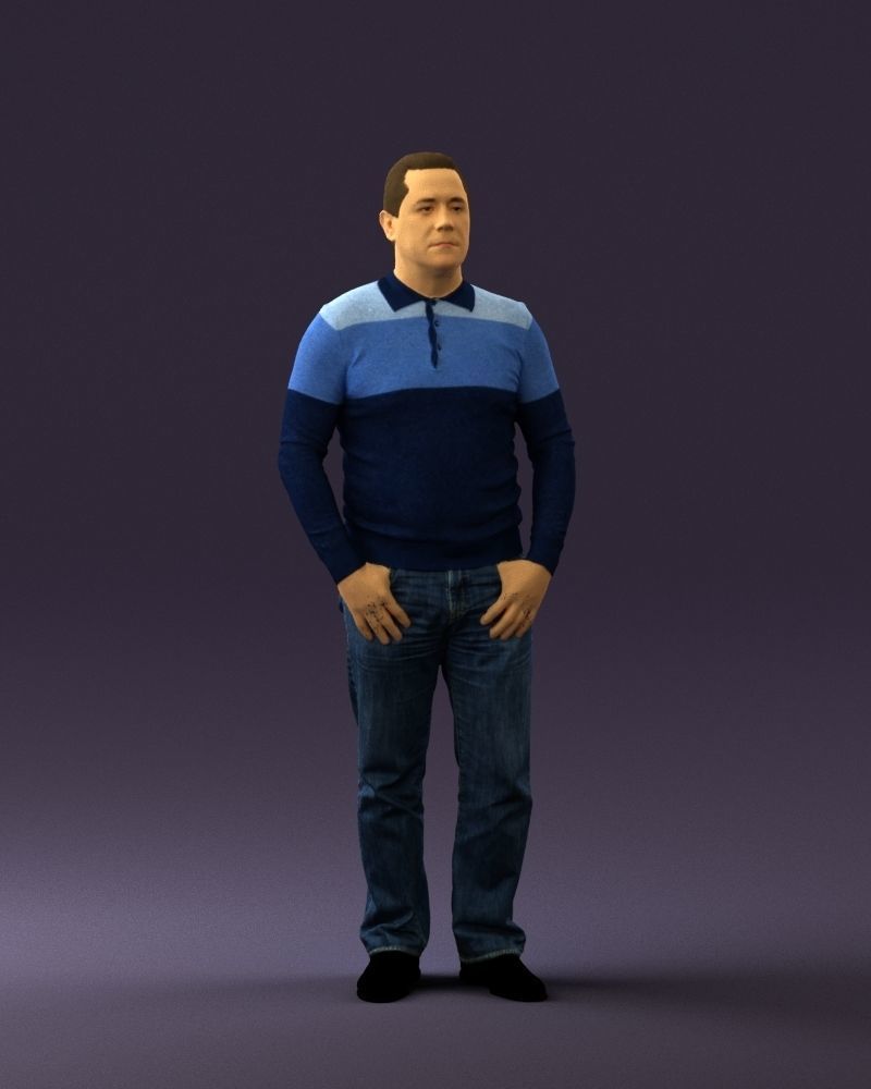 Man in blue colored polo 0551 3D model_36
