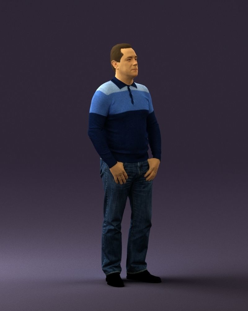 Man in blue colored polo 0551 3D model_6