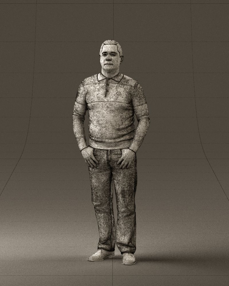 Man in blue colored polo 0551 3D model_32