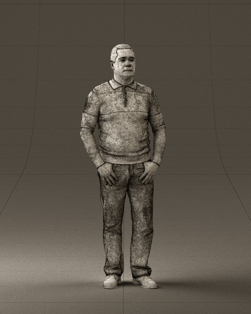 Man in blue colored polo 0551 3D model_2