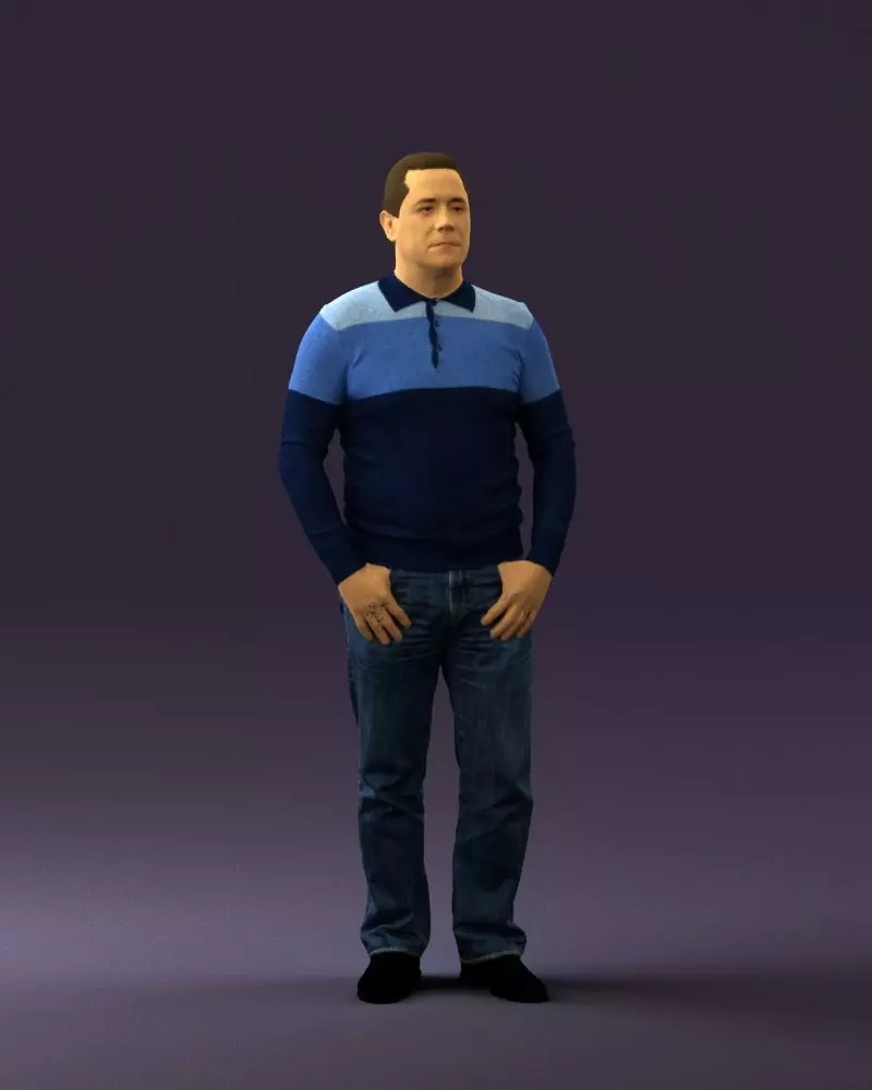 Man in blue colored polo 0551 3D model_0