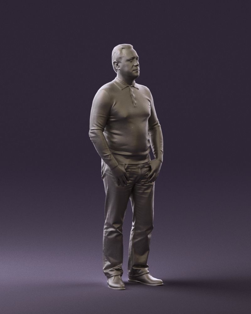Man in blue colored polo 0551 3D model_7