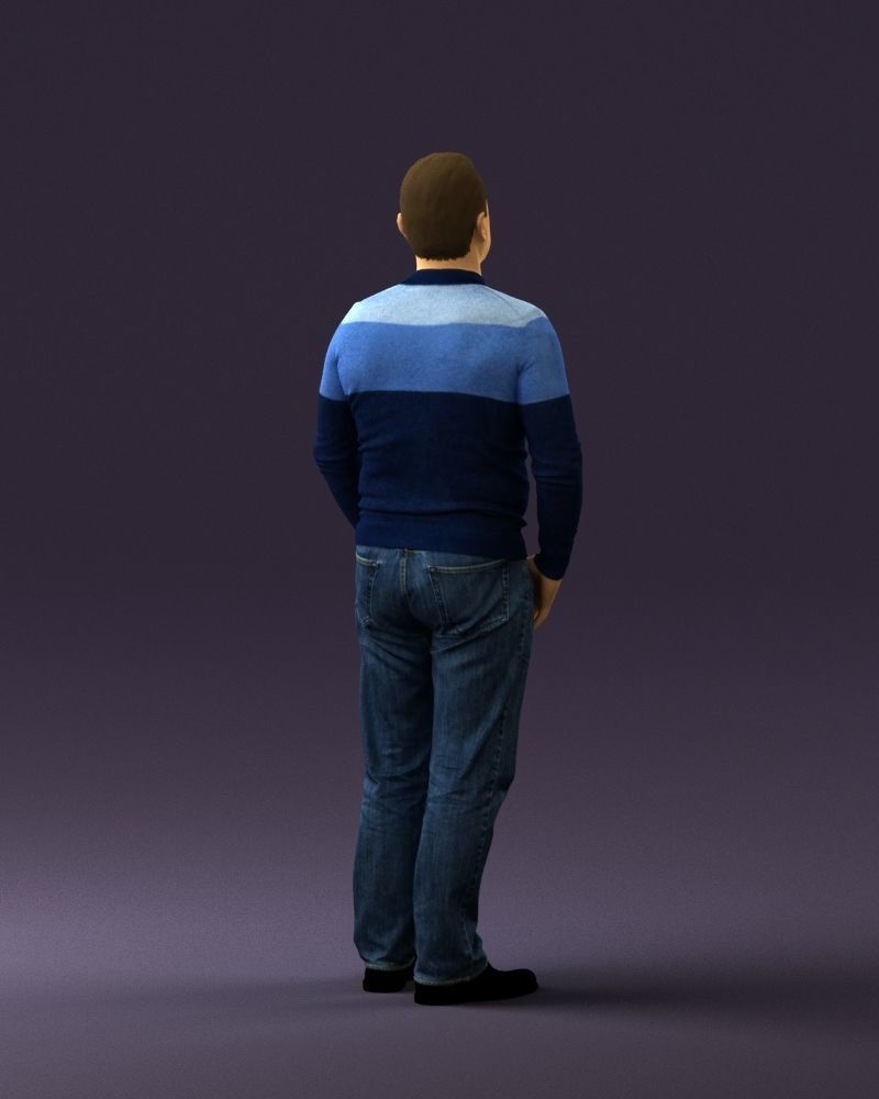 Man in blue colored polo 0551 3D model_15