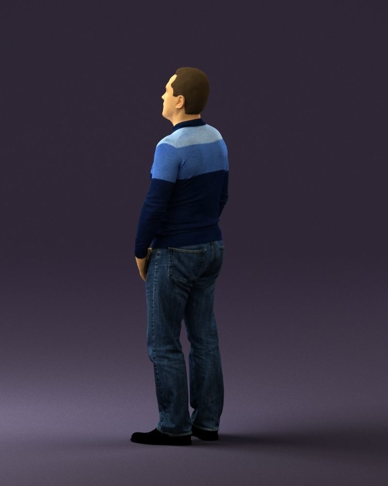 Man in blue colored polo 0551 3D model_21