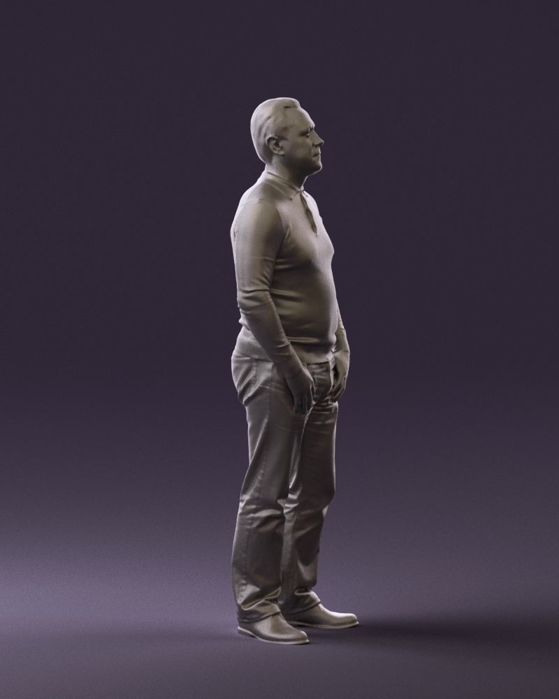 Man in blue colored polo 0551 3D model_10