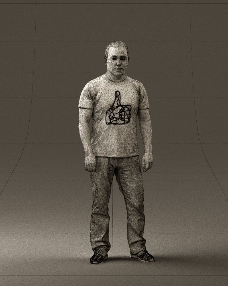 Man in golden shirt 0554 3D model_38