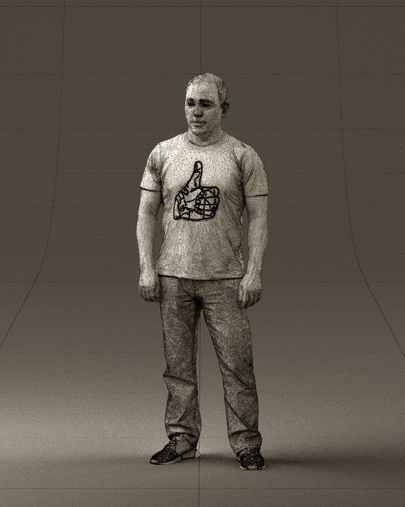Man in golden shirt 0554 3D model_32