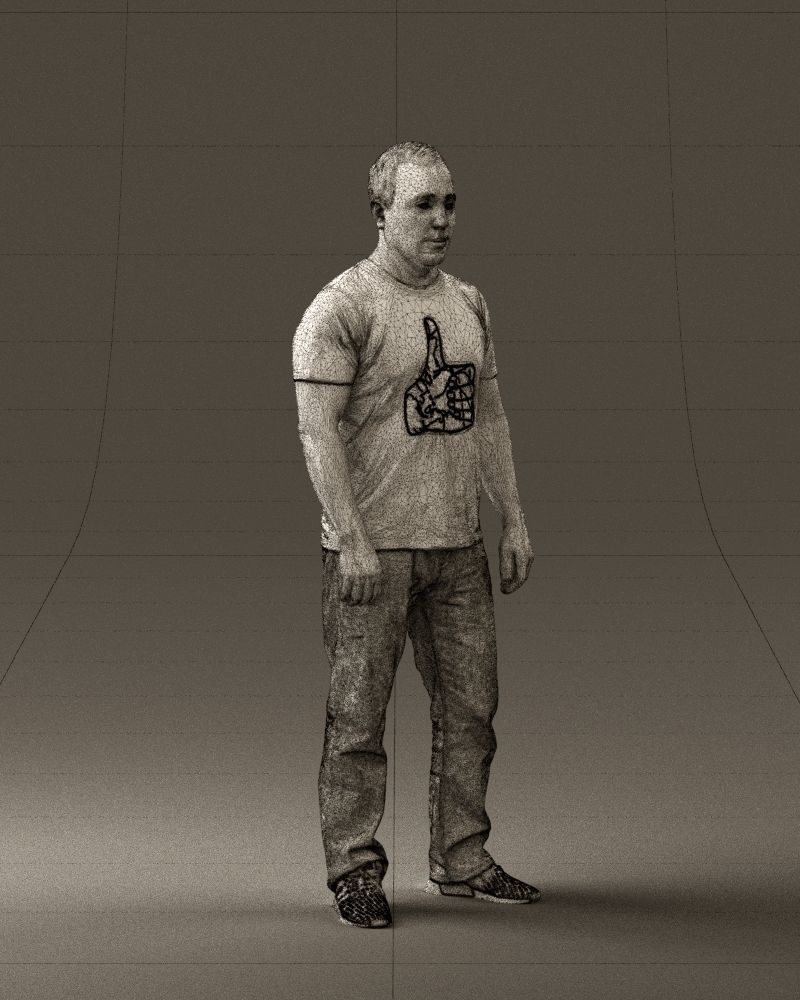Man in golden shirt 0554 3D model_8