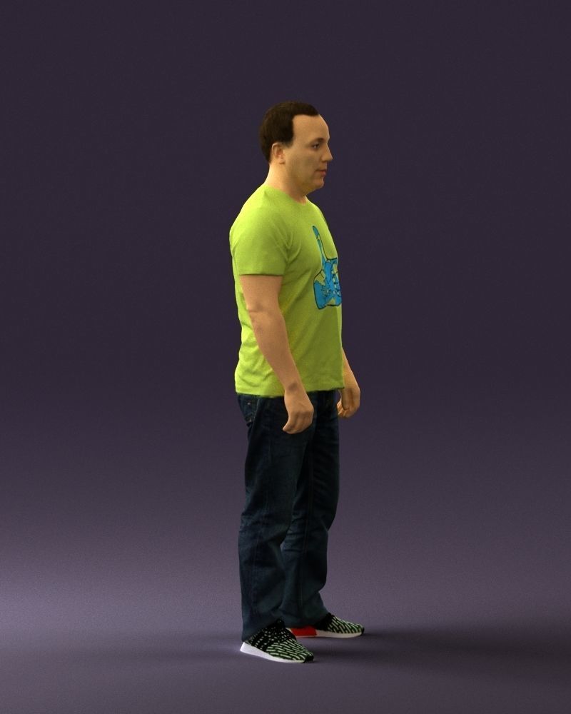 Man in golden shirt 0554 3D model_9