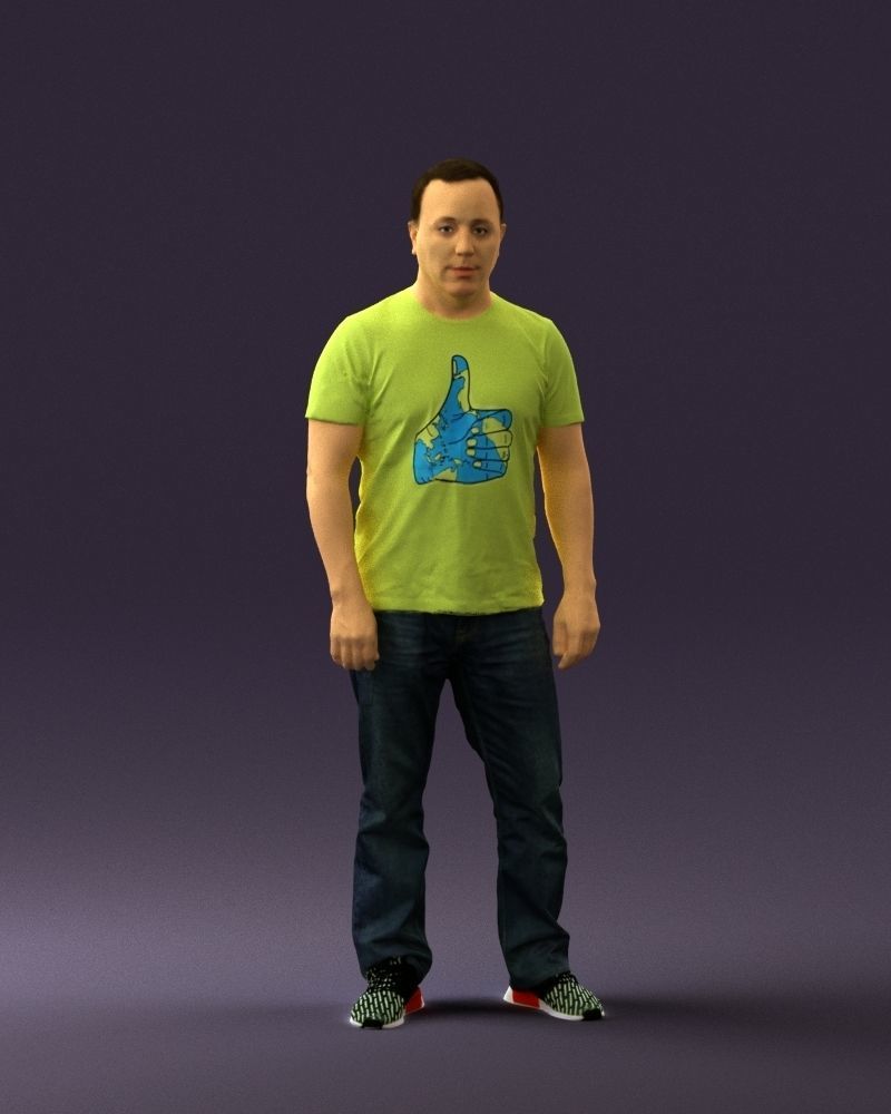 Man in golden shirt 0554 3D model_36