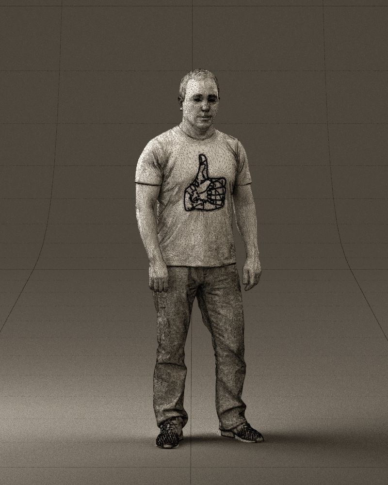 Man in golden shirt 0554 3D model_5