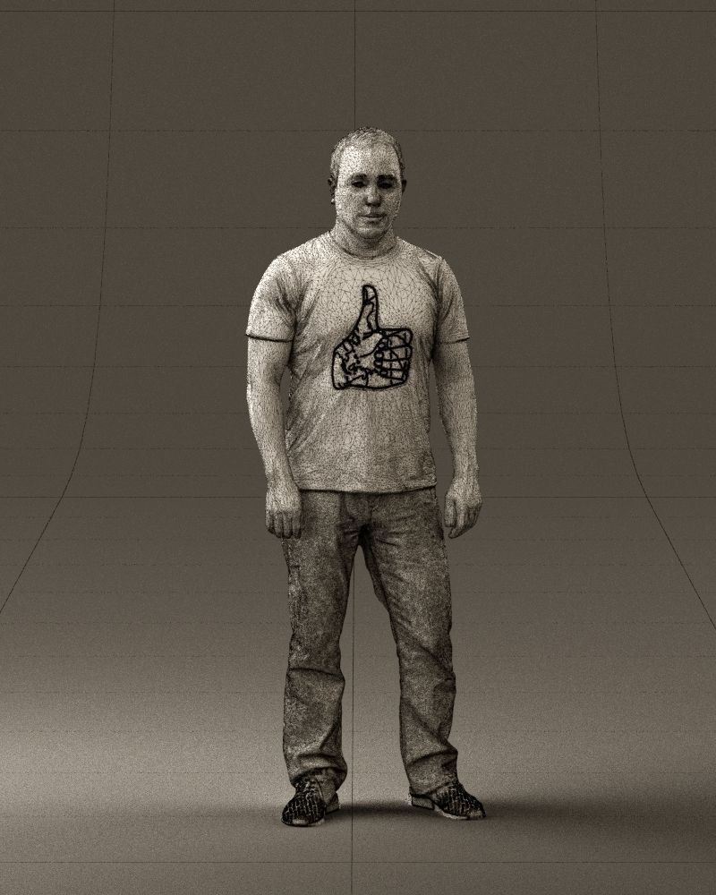 Man in golden shirt 0554 3D model_2