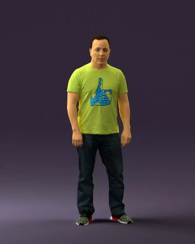 Man in golden shirt 0554 3D model_0