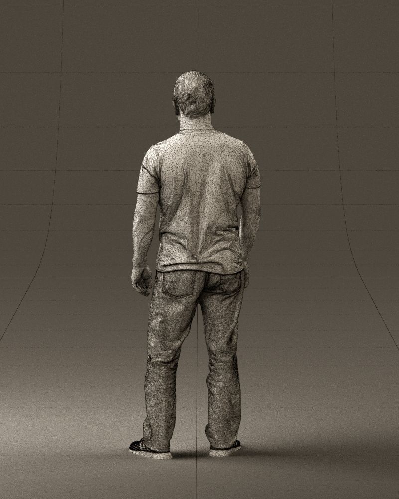 Man in golden shirt 0554 3D model_20