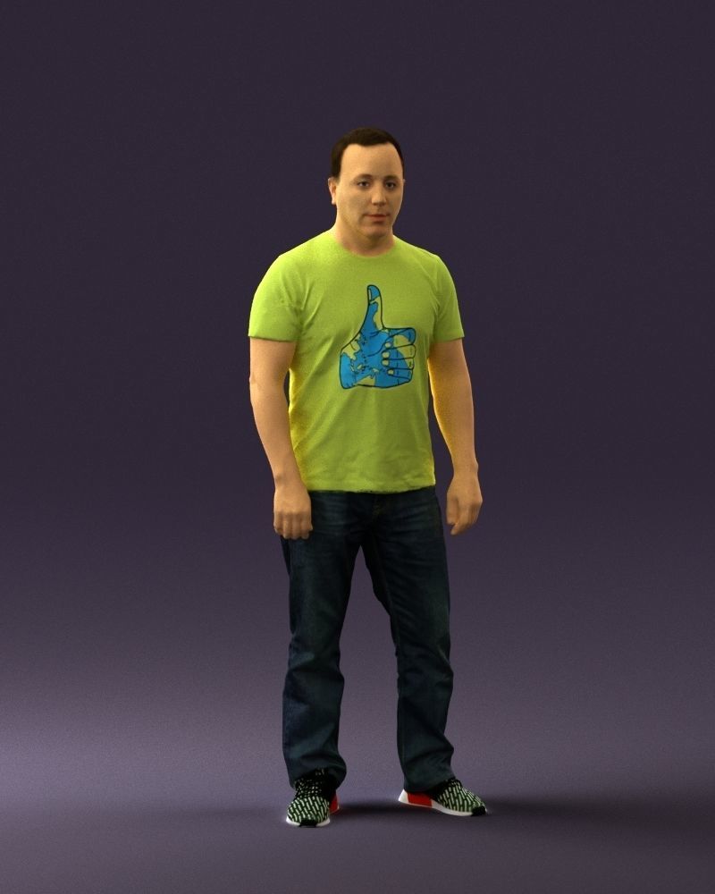Man in golden shirt 0554 3D model_3