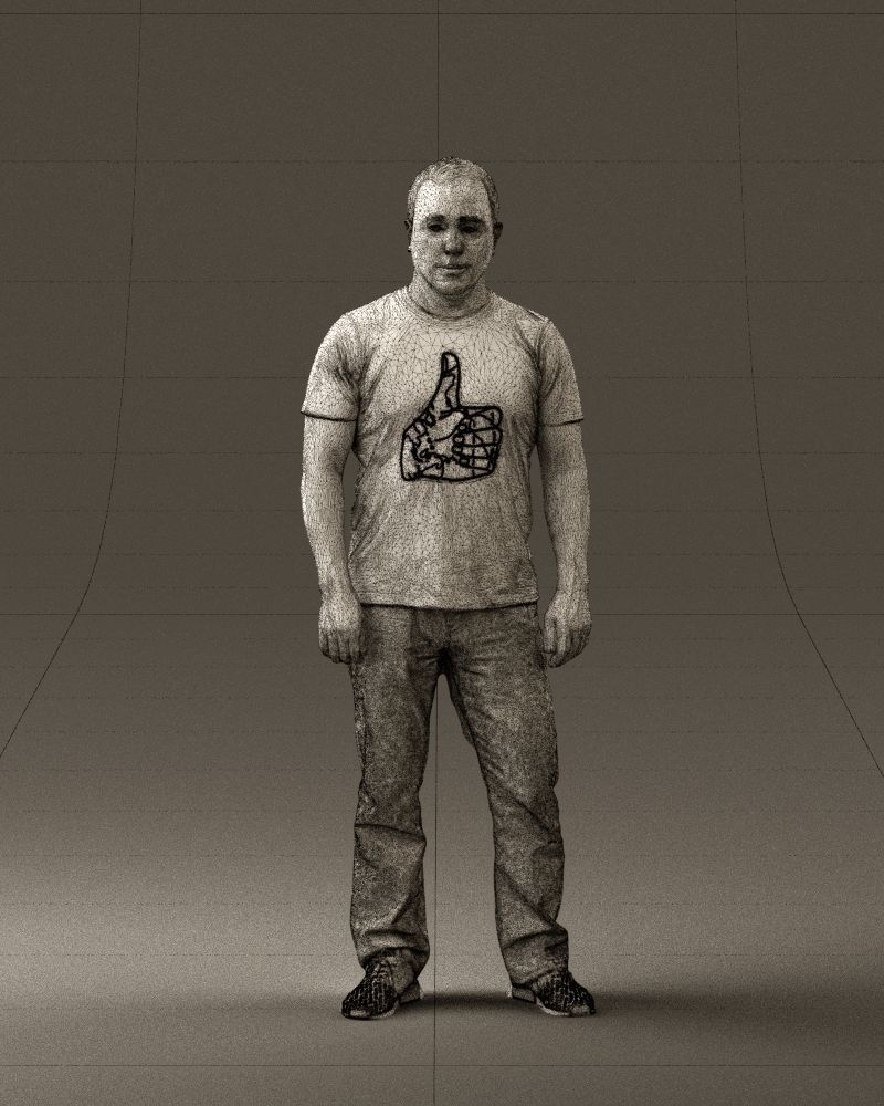 Man in golden shirt 0554 3D model_35