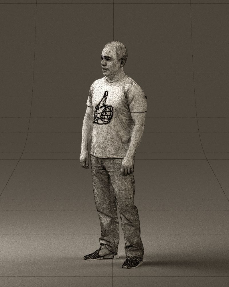 Man in golden shirt 0554 3D model_29