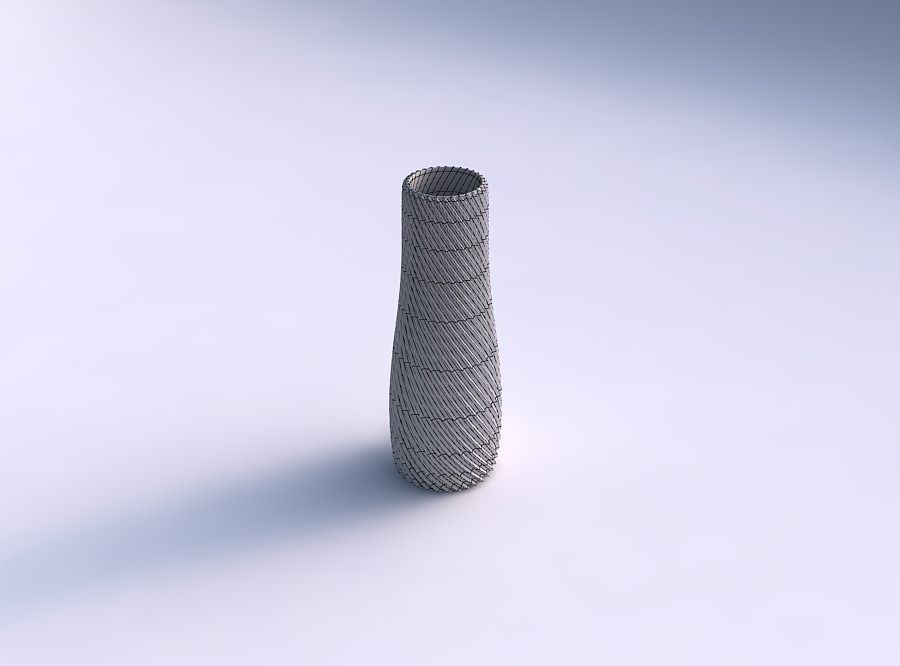 Vase with bent extruded lines 3 3D print model_5