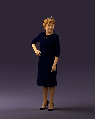 Old woman in black silver crown 0555 3D Print Ready 3D print model