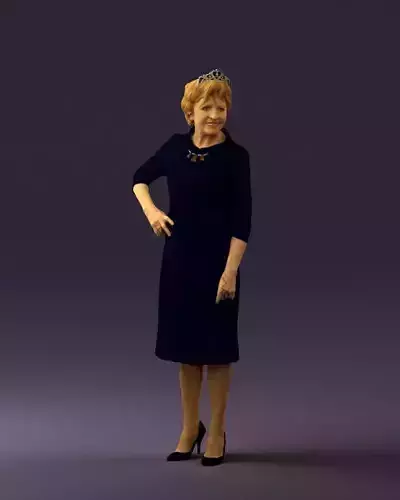 Old woman in black silver crown 0555 3D Print Ready 3D print model