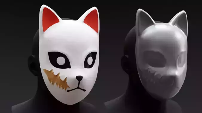 Demon Slayer - Sabito Mask textured and printable 3D model