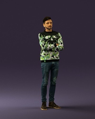 Man in sweater skull camo 0692 3D Print Ready 3D print model